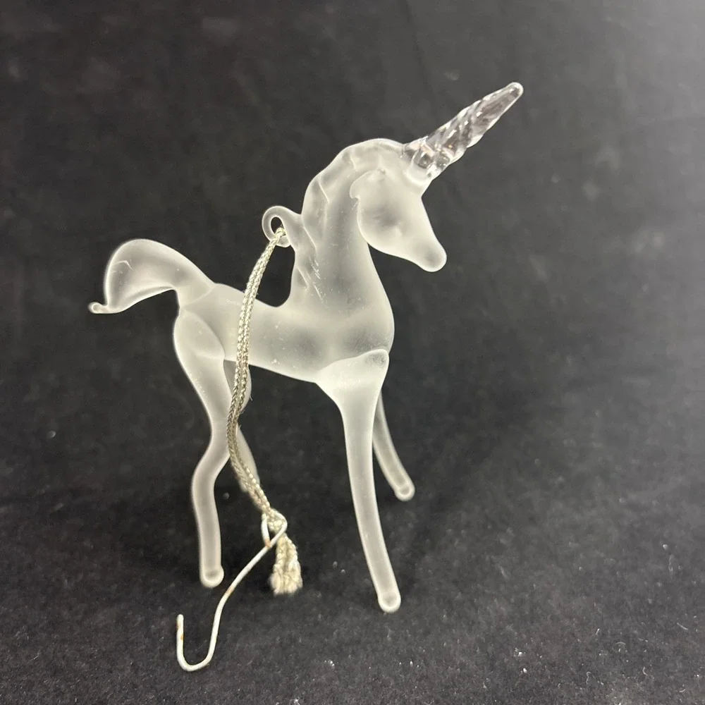 Unicorn Glass Ornament Frosted 4 In Tall